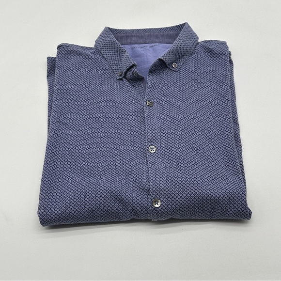 Zachary Prell Stretch Fabric Button Up Shirt Men's L Short Sleeve Blue - Picture 8 of 8